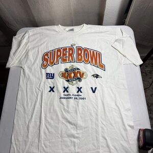 Vtg NFL Super Bowl XXXV Baltimore Ravens VS Giants Single Stitch T-Shirt XL  Y2K